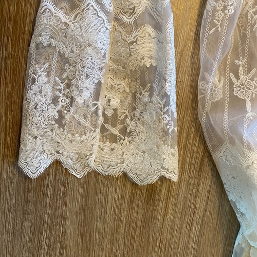 Boohoo Dress Women's Ivory Sz 4 Lace Sheer Cottage Core Coquette Fairy - Picture 8 of 11