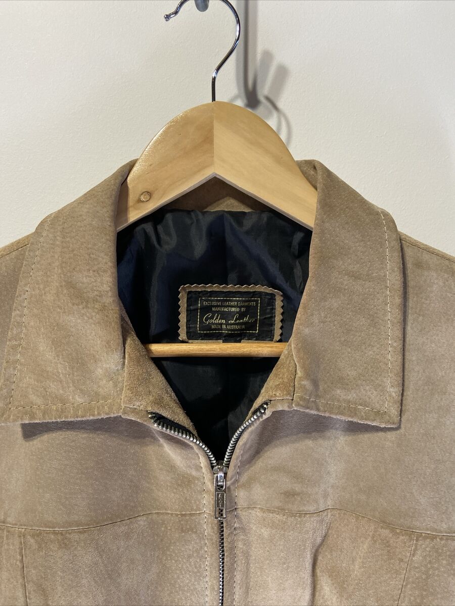 Vintage Golden Leather Brown Suede Full Zip Jacket Made In Vintage Golden Leather Brown Suede Full Zip Jacket Made In