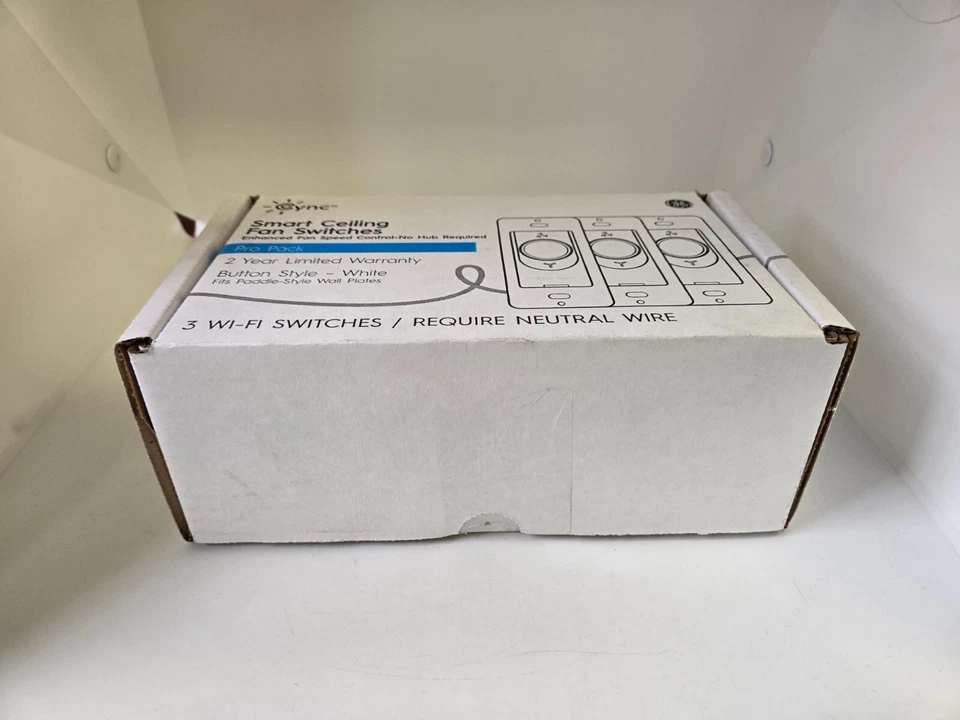Pro Pack Box of 3 Cync GE Smart Ceiling Fan Switches White FAST FREE SHIP b - Image 4 of 4