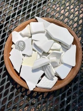 FOREVER MULCH Tumbled Sea Glass POTTERY Chunks For Flower Pots 2 Cups HUGE Size