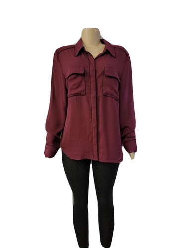 Premise Studio Long Sleeve Burgundy Women's Blouse size XL NWT! #C - Picture 6 of 9
