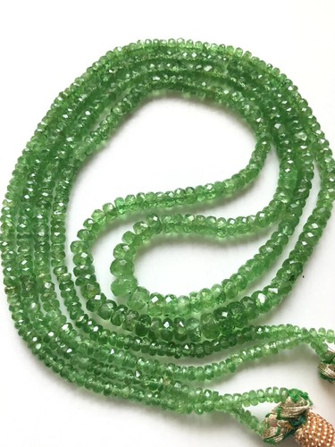 Natural Tsavorite Faceted Beads 2 Strands Gemstone Necklace - Picture 5 of 10