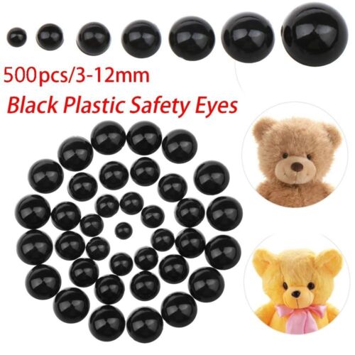 Round Flat Black Eyes Doll Accessories Plastic Eyes for Dolls Teddy Bear Eyes - Picture 1 of 12