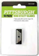 Mini Utility Razor Blades 10 Pack Pittsburgh #93789 SK5 Steel Refill Cutter