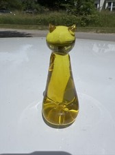 W Ward Gold Cat Paperweight Signed Vintage 1988