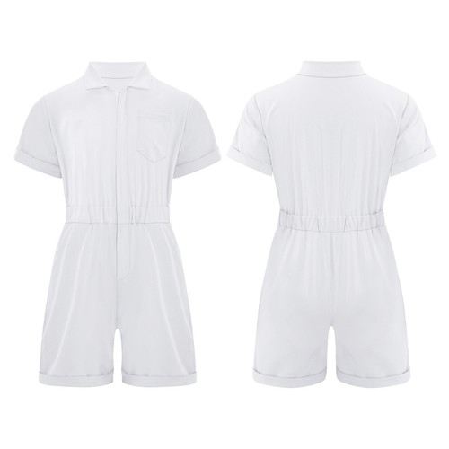 Kids Girls Jumpsuit Work Rompers Sport Coverall Casual Overalls Elastic Waist - Picture 44 of 83