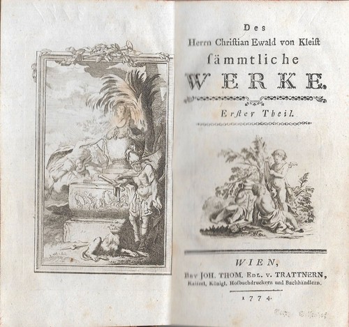 Christian Ewald von Kleist sämmtliche Werke Gedichte 1 Kupferstich 1774 - Bild 2 von 4