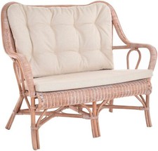 Rattan Zweisitzer Bank Harrison Küchenbank Wintergarten Sofa (Vintage Weiss)