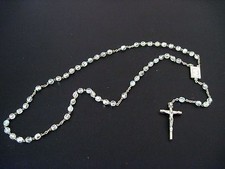 Vintage Iridescent Crystal Beads, Crusifix and Pope Paul VI Medal Rosary Italy
