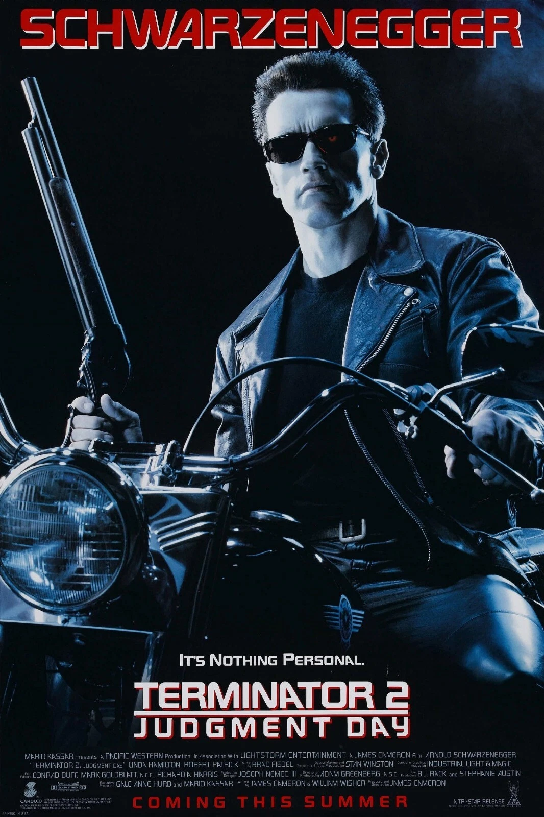 1991 Terminator 2 Movie Poster, Arnold Schwarzenegger Robert Patrick Vertical Poster