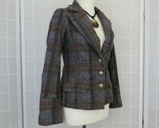 Manila Grace Dogstooth Wool Blend Jacket Uk 8 It 40 Made In Italy Quirky