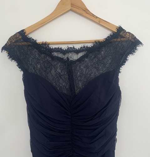 TADASHI SHOJI Womens Navy Blue Stretch Formal Wedding Bridesmaid Dress Size S - Picture 12 of 16
