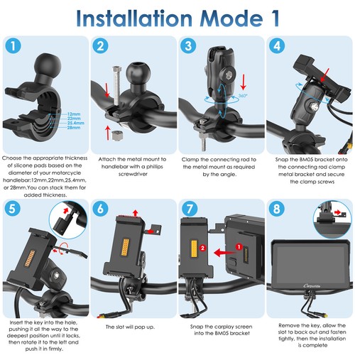 CARPURIDE W702S Motor Carplay Android Auto with Universal Mounting Bracket BM05 - Picture 12 of 14