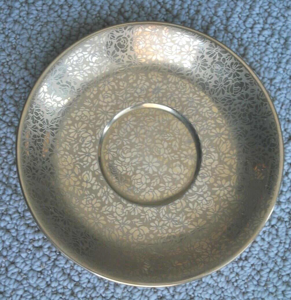 Vintage Stouffer Bavaria Gold Tea Cup & Saucer, Etched Floral Pattern