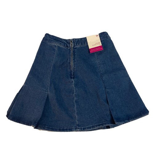 NWT SO Kohls Womens Skirt Blue Tan Plaid Size Small