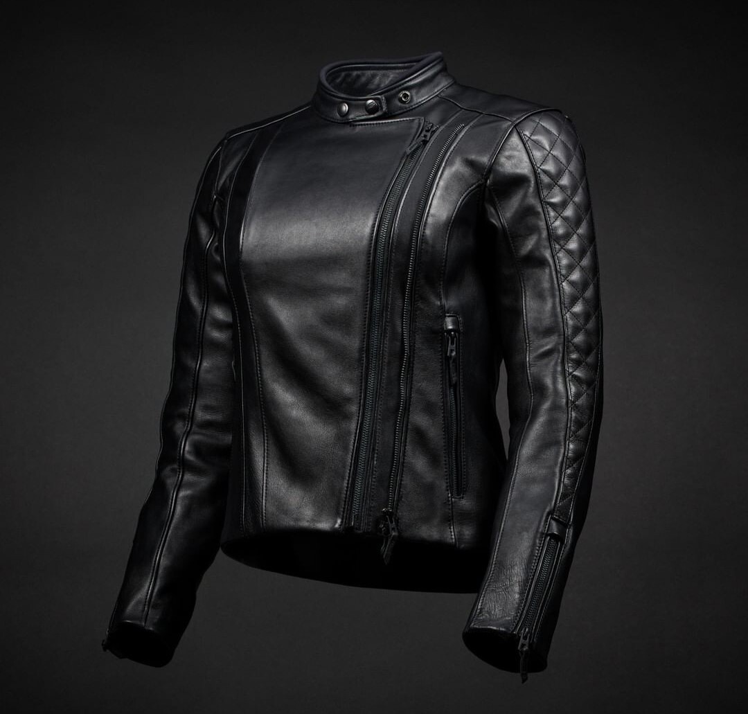 Engine-Hawk Women Motorcycle Motorbike Riding Black Leather Jacket