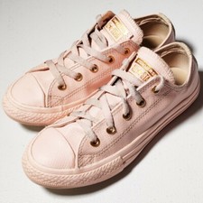 Converse Chuck Taylor All Star Low Pink Leather Rose Gold Accents Girls Size 1