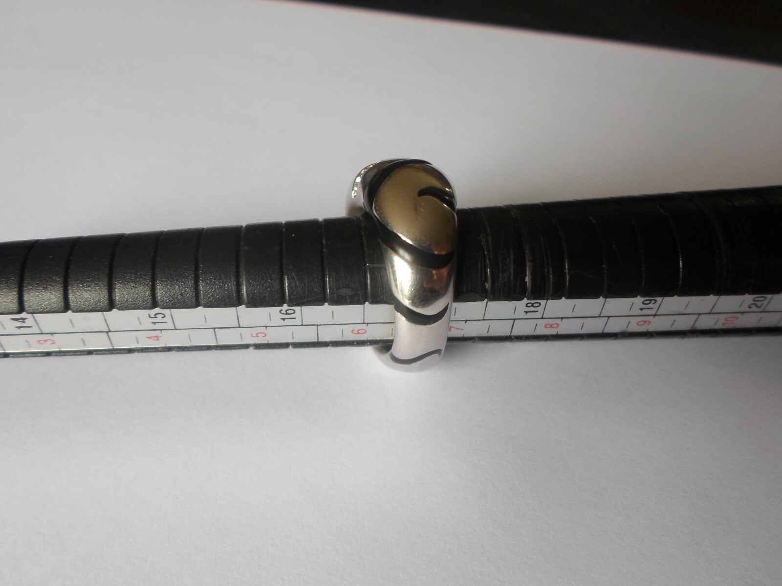 solid silver ring, dome, black and zirconium edge… - image 5