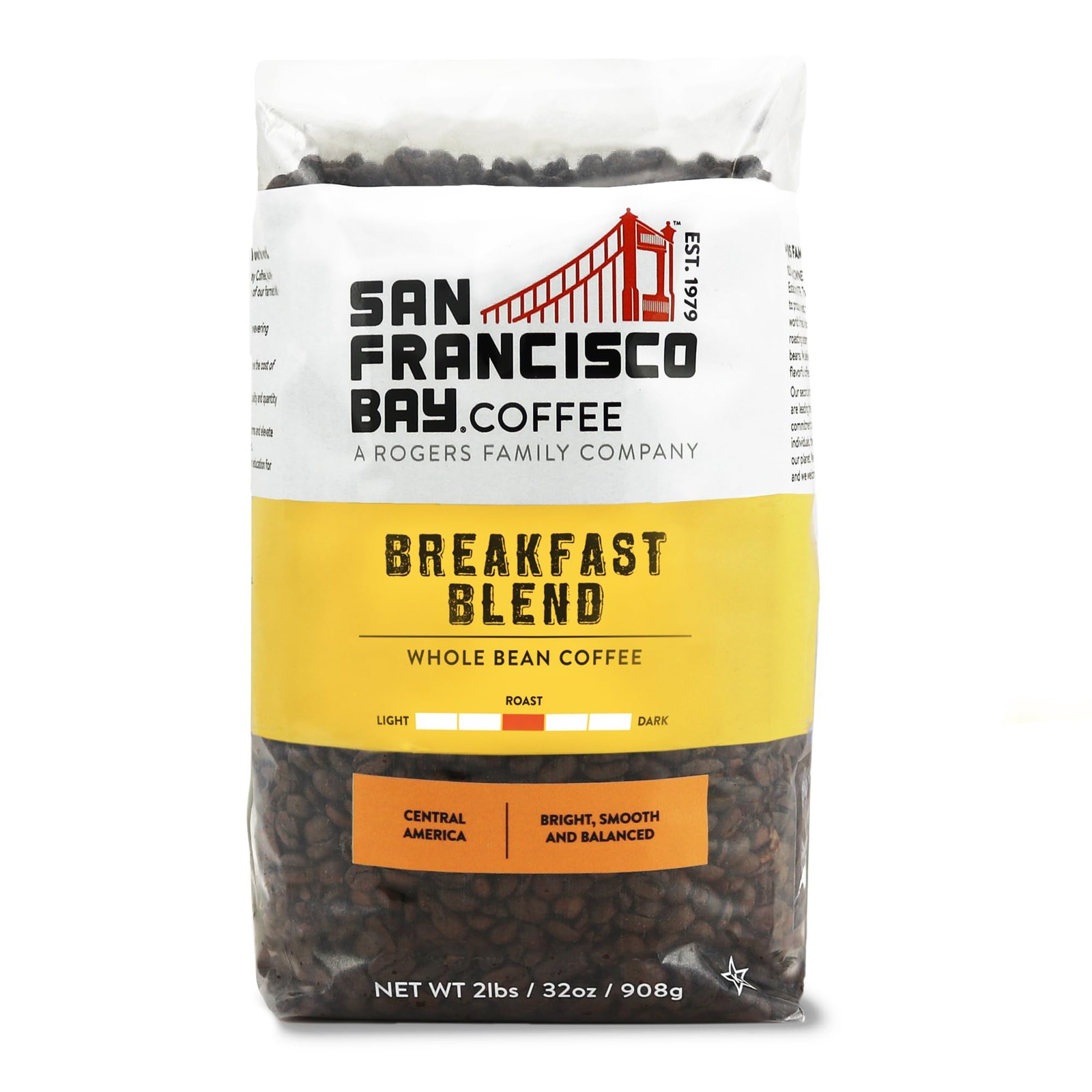 San Francisco Bay Coffee - Medium Roast Whole Bean Coffee - Breakfast Blend (2 l