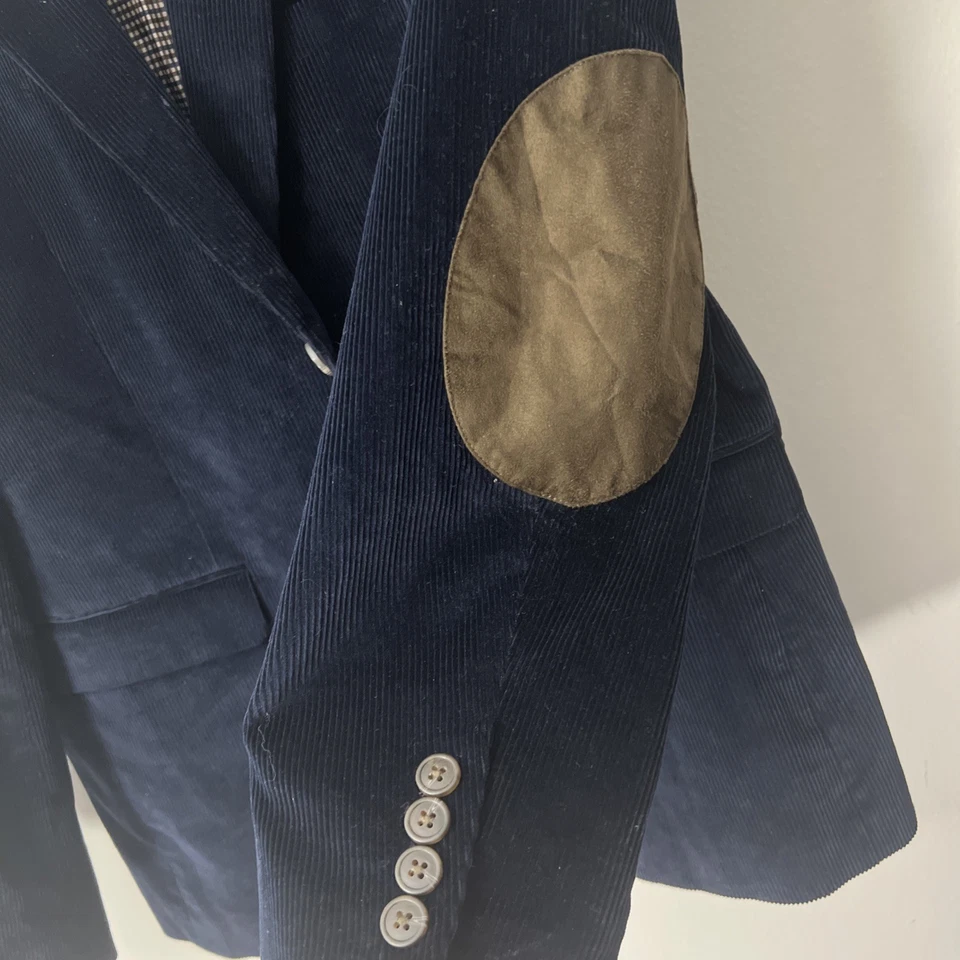 Blazer de pana para hombre talla 42R azul montura abrigo deportivo coderas Foto 4 de 4