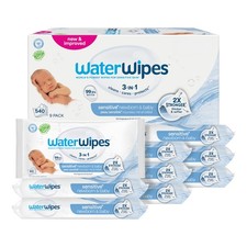 WaterWipes Sensitive Newborn  Baby Wipes, 3-In-1 Cleans, Cares, Protects,