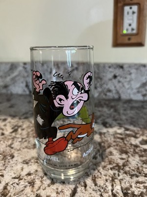 Vintage The Smurfs Gargamel & Azrael Glass  Peyo 1982 Wallace Berrie & co 