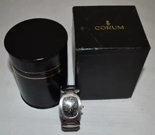 VINTAGE LADIES CORUM LOVE BOND HANDWINDING BANGLE WATCH 21J STERLING SILVER RUNS