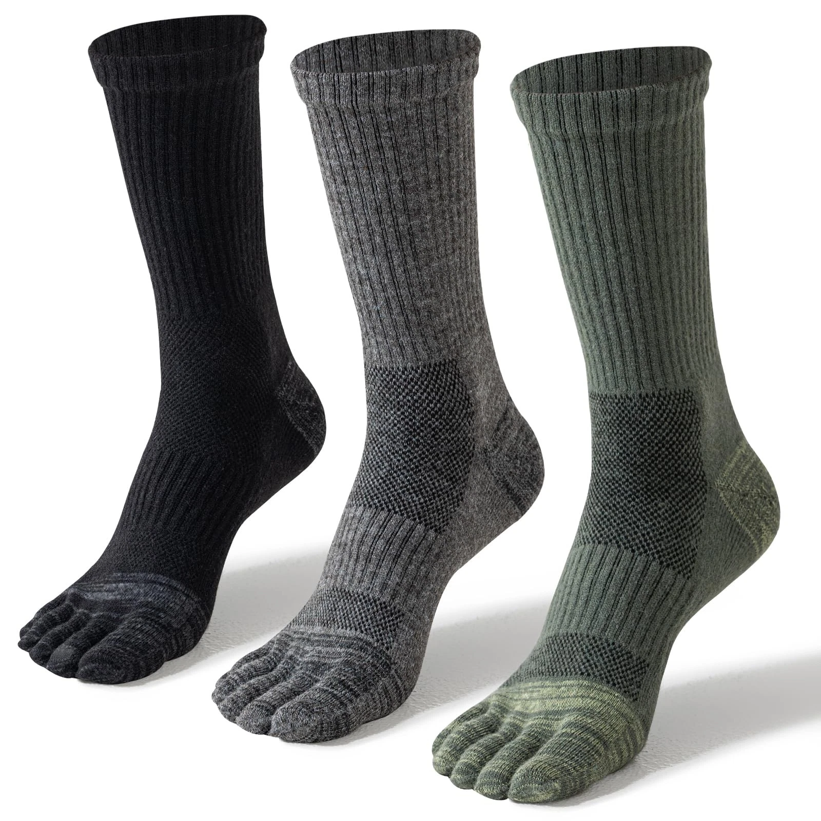 ORVYTHA Merino Wool Toe Socks For Hiking Men&Women Thermal Medium, Dark