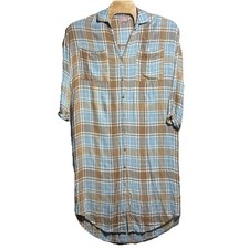 Show Me Your MuMu Leo Button Down Oversized Georgetown Plaid Tunic Sz Large