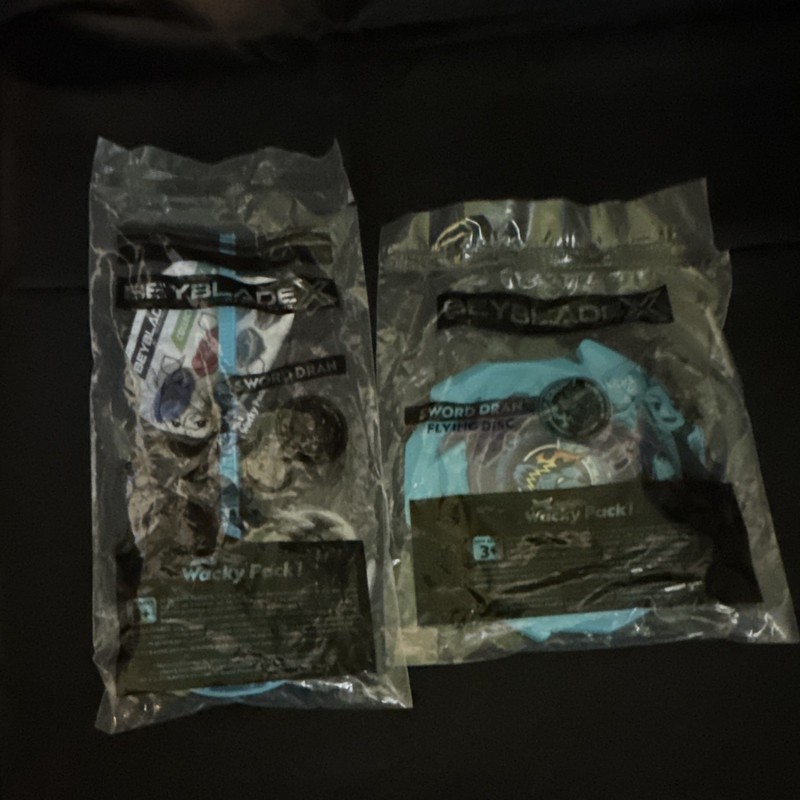 Beyblade X Sword Dran Flying Disc Lucky Pack Lot of 2 Sealed Bags Blue/Purple