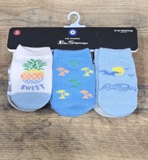 Ben Sherman Infant Boys Socks 6 Pack Sz 0-12 Month Tropical Beach Pineapple NEW