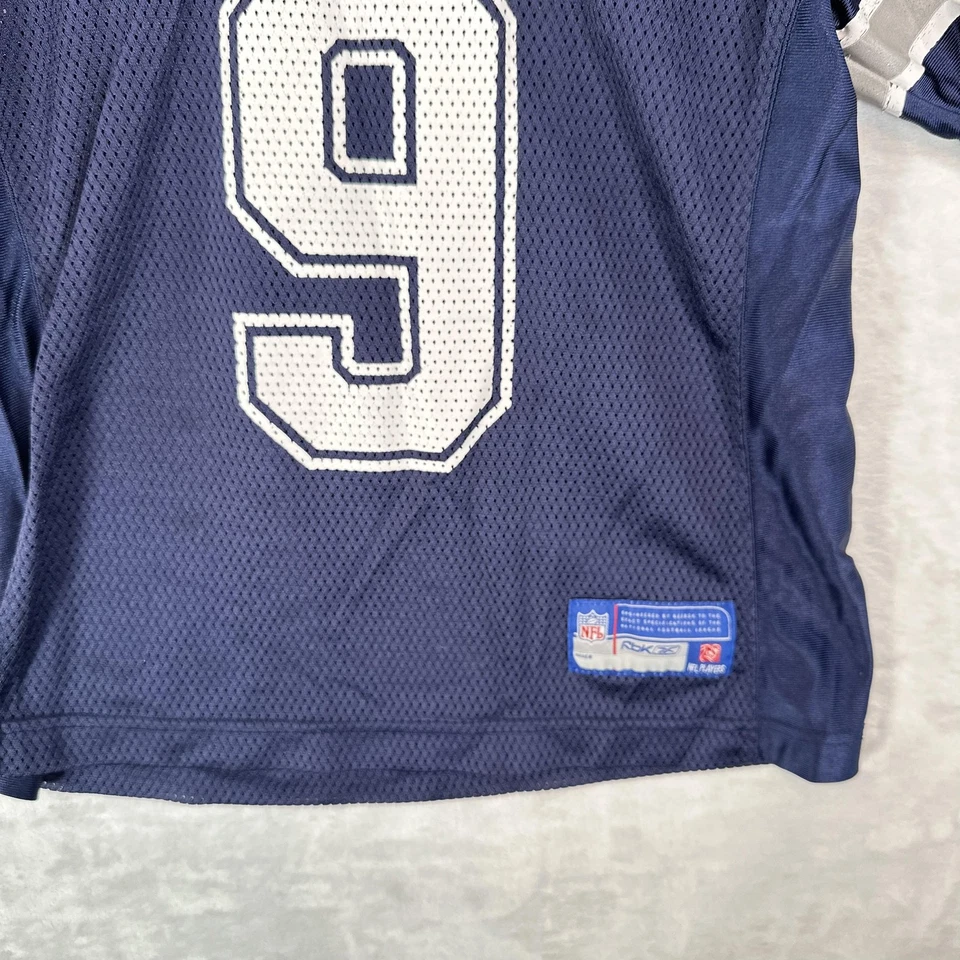 Camiseta de fútbol americano Dallas Cowboys para mujer pequeña azul marino NFL Tony Romo 9 Reebok Foto 4 de 4