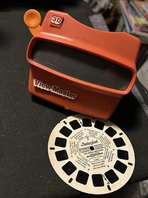 VTG View Master 3D Viewer Red Classic Toy Slide w/ Orange Handle & 1 Reel Disney