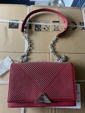 Emporio Armani Studded Leather Shoulder Bag With A V Shape In Red