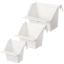 3 PCS Bird Cage Feeders Winged Plastic Cup Universal Waterer Milky White
