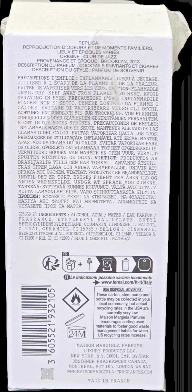 $170-Maison Margiela REPLICA Jazz Club EDT 3.4 OZ Lot 22W31YM-100% Authentic