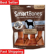 4-Pack Medium Dog Chews with Real Chicken Peanut Butter - Gluten Free