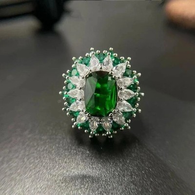IGL Certified 2.20 Ct Natural Emerald & Diamond Wedding Gift Ring 14K White Gold
