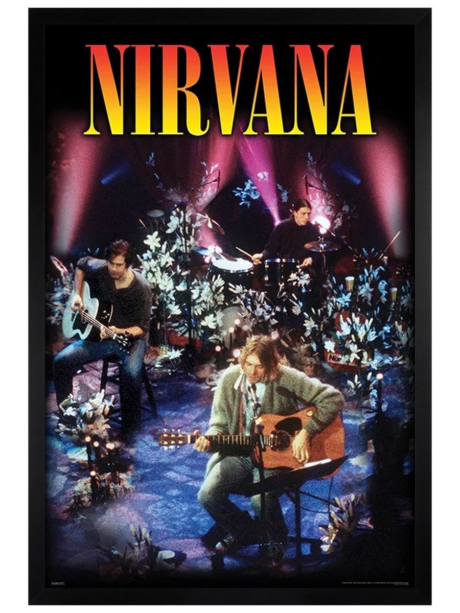 Nirvana Unplugged Maxi Poster - Black Wooden Framed