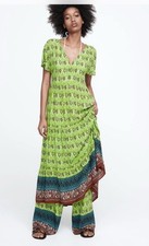 ZARA GREEN PANELLED PRINTED MIDI DRESS ~ Size xs ~ MULTICOLOURED | 7484/153