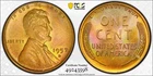 1957-D Lincoln Wheat Cent, PCGS MS65BN, Rainbow Toned - Trueview