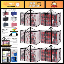 Extra Large Heavy Duty Moving Bags - Clear Storage Totes with Lids  Zippers, 6