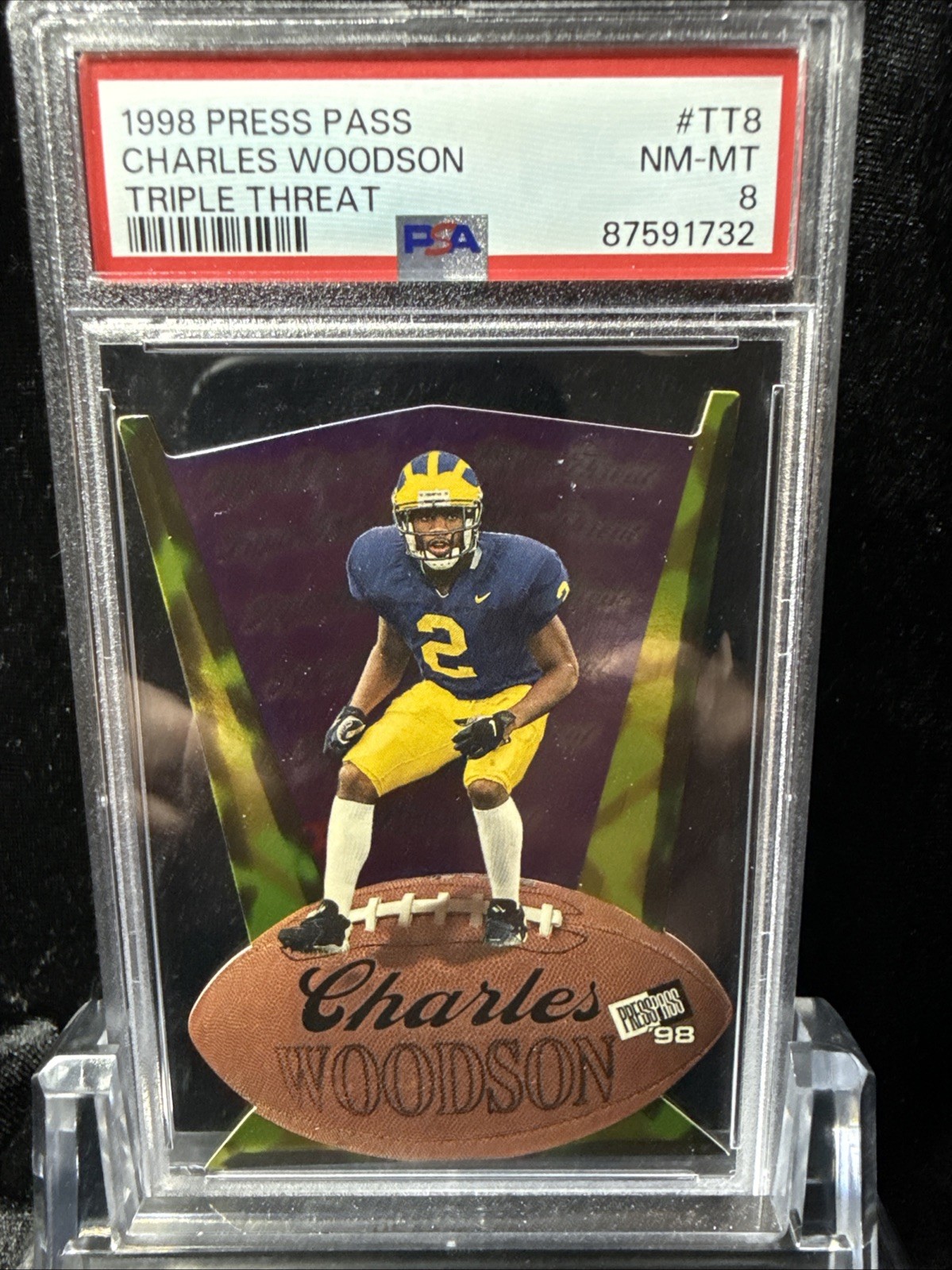 Charles Woodson Press Pass Triple Threat #TT8 Triple Threat