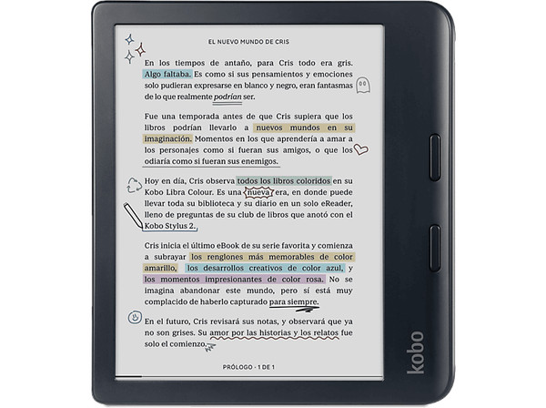 eBook - Kobo Libra Colour, 7" E Ink Kaleido 3, 32 GB, FastGLR, IPX8, Pantalla co