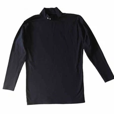 Under Armour Shirt Men XL Blue Gaiter Mock Neck Fitted Coldgear Logo Base Layer