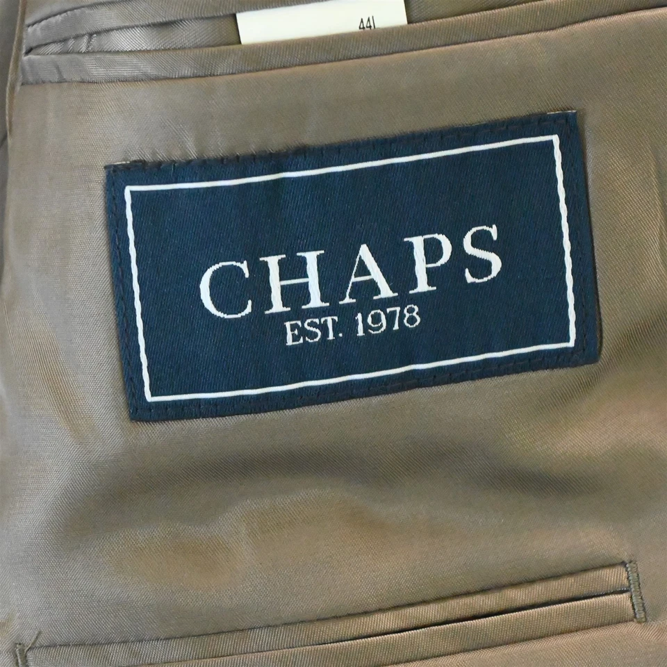 Chaps 44L Gris Pata de Gallo Franela 100% Lana Hombres Blazer Traje Chaqueta Abrigo Deportivo Foto 4 de 4