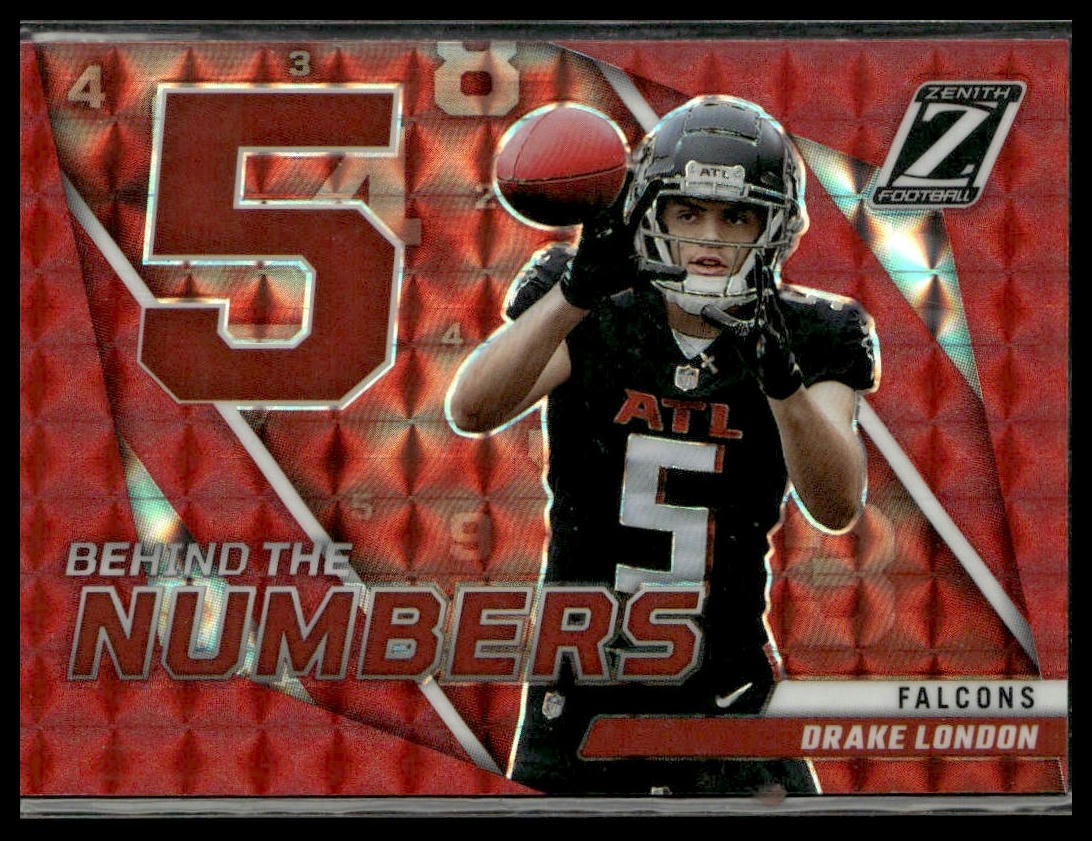 Drake London Panini Zenith Behind the Numbers #BNDL Red