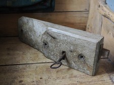 A Large Early Rare Oak Rim Lock And Key Primitive Castle