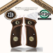 Zib Grips Impugnature per Pistola Serie Noce per CZ 75, Logo Medaglione in Metallo