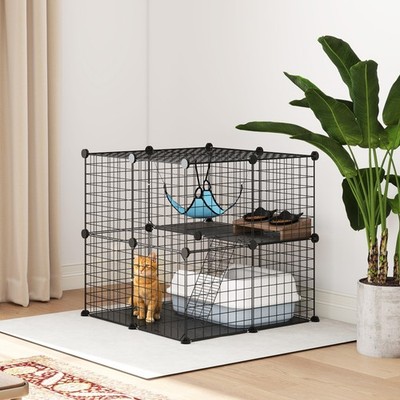 PawHut Indoor Katzenkäfig mit DIY anpassbarem Design 70 cm schwarz